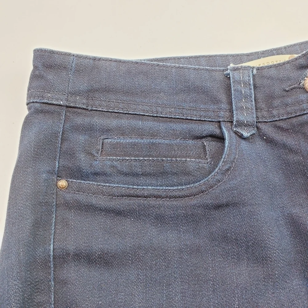 Anthropologie Leifsdottir Women Dark Denim Cropped Lace‎ Up Fray Riding Jeans 28